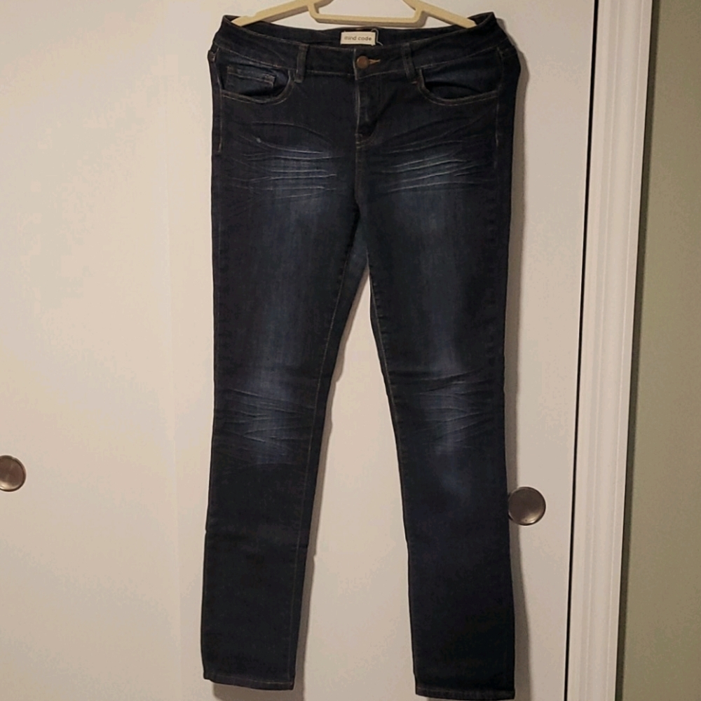 Mind Code distressed dark denim jean